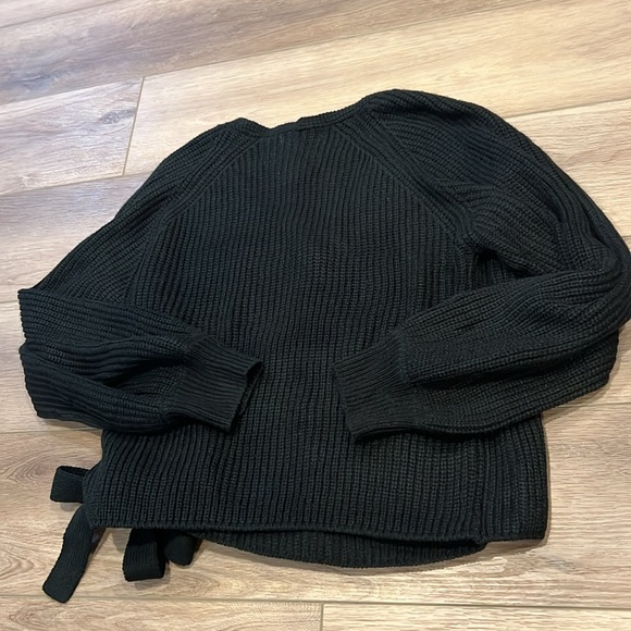 NWT KIRUNDO Wrap Sweater Balloon Sleeves Ribbed Knitted Pullover Tie Front Top - Picture 10 of 13